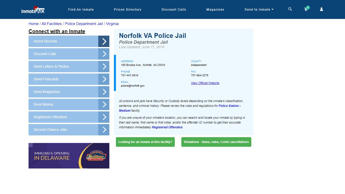 Norfolk VA Police Jail & Inmate Search - Norfolk, VA